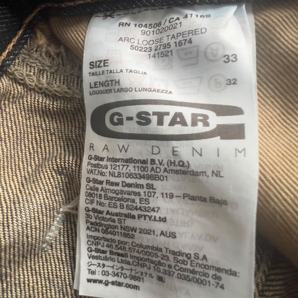 NWT G-STAR RAW 3301 Arc Loose Tapered Jeans 33X32 dark blue denim distressed - Picture 8 of 8
